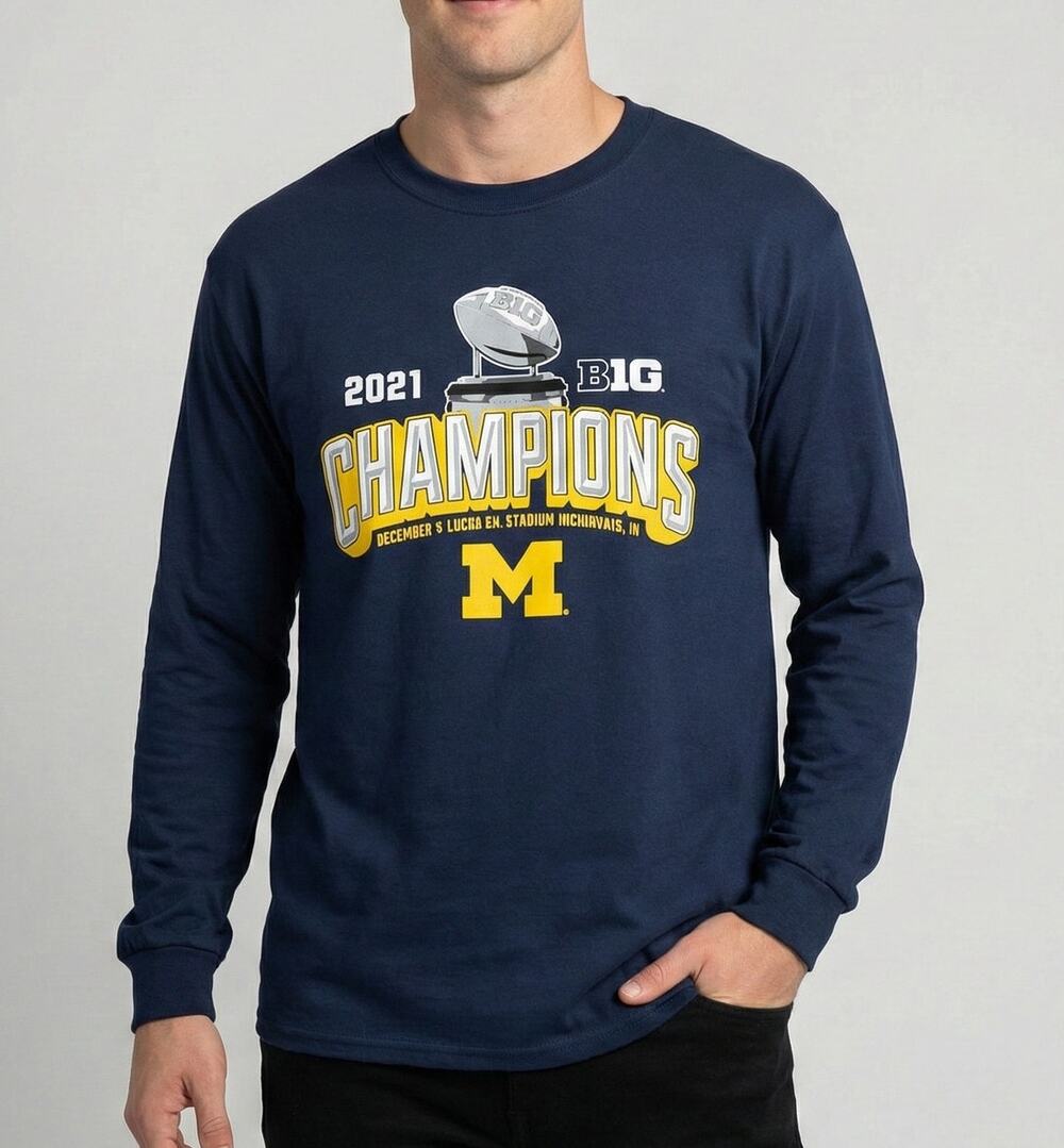 Blue 84 Mens Large Long Sleeve TShirt 2021 Big10 Champions Michigan